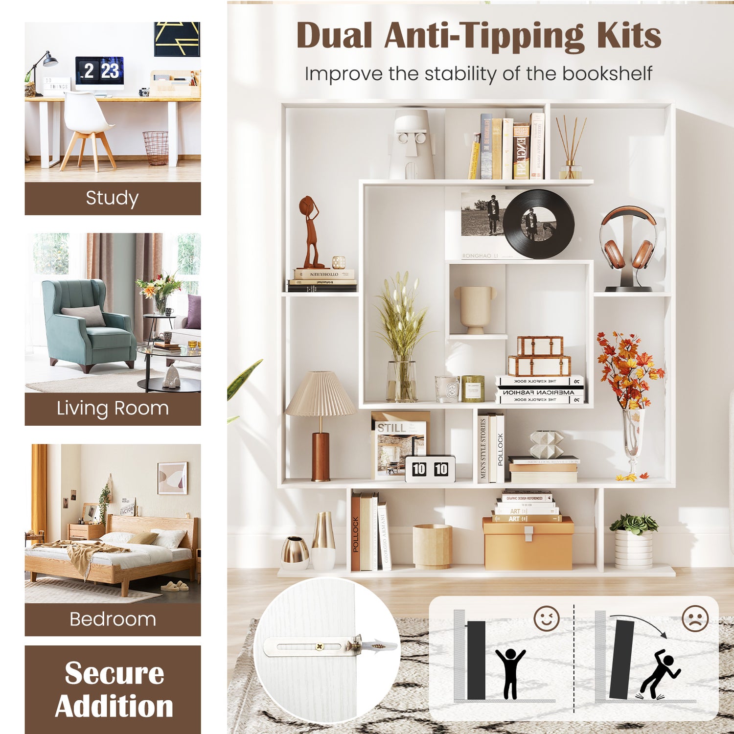 7-Tier Bookshelf Open Display Shelf Rack for Home Office