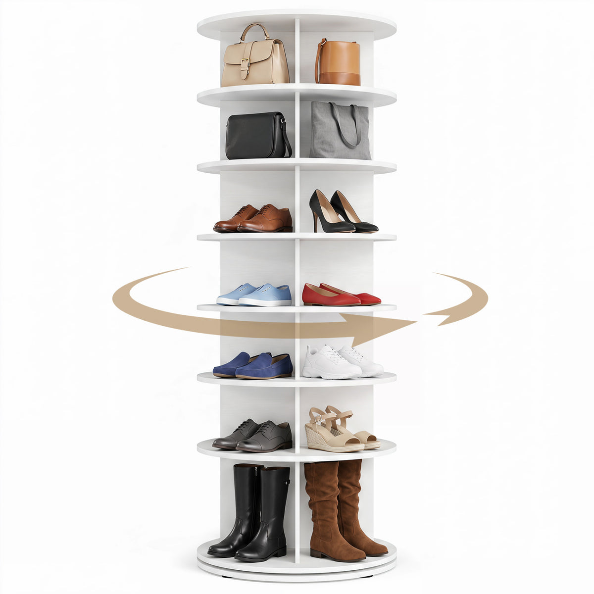 7-Tier Rotating Shoe Rack Tower Freestanding Spinning Shoe Organizer