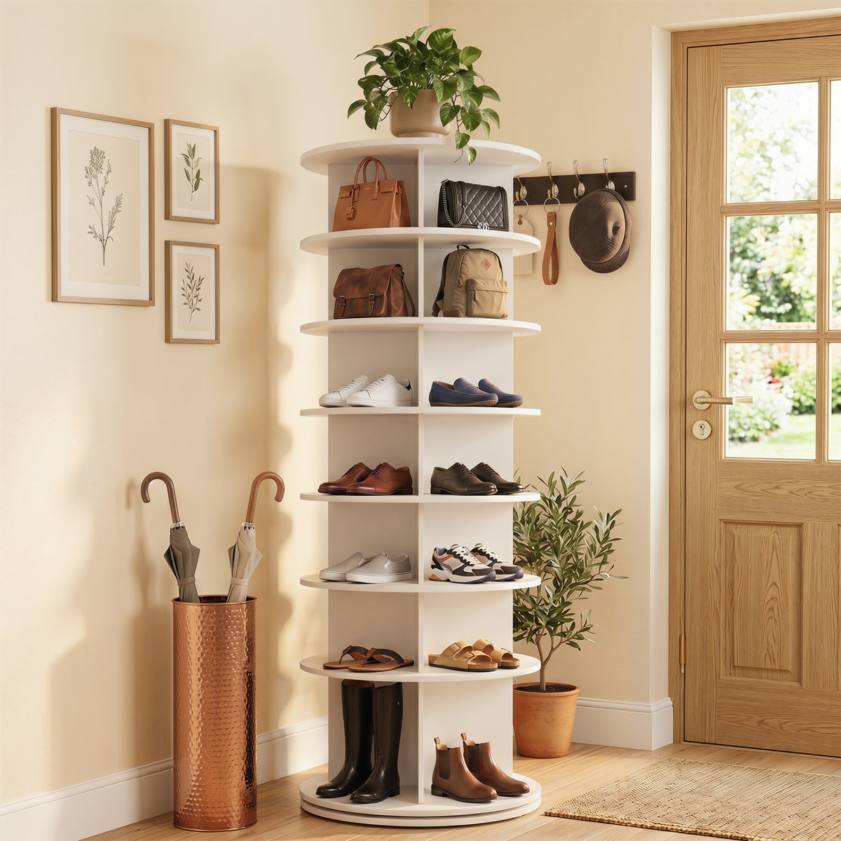 7-Tier Rotating Shoe Rack Tower Freestanding Spinning Shoe Organizer