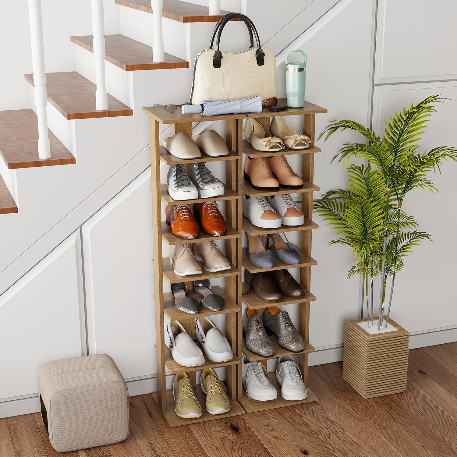 7-Tier Shoe Rack Practical Free Standing Shelves Storage Shelves