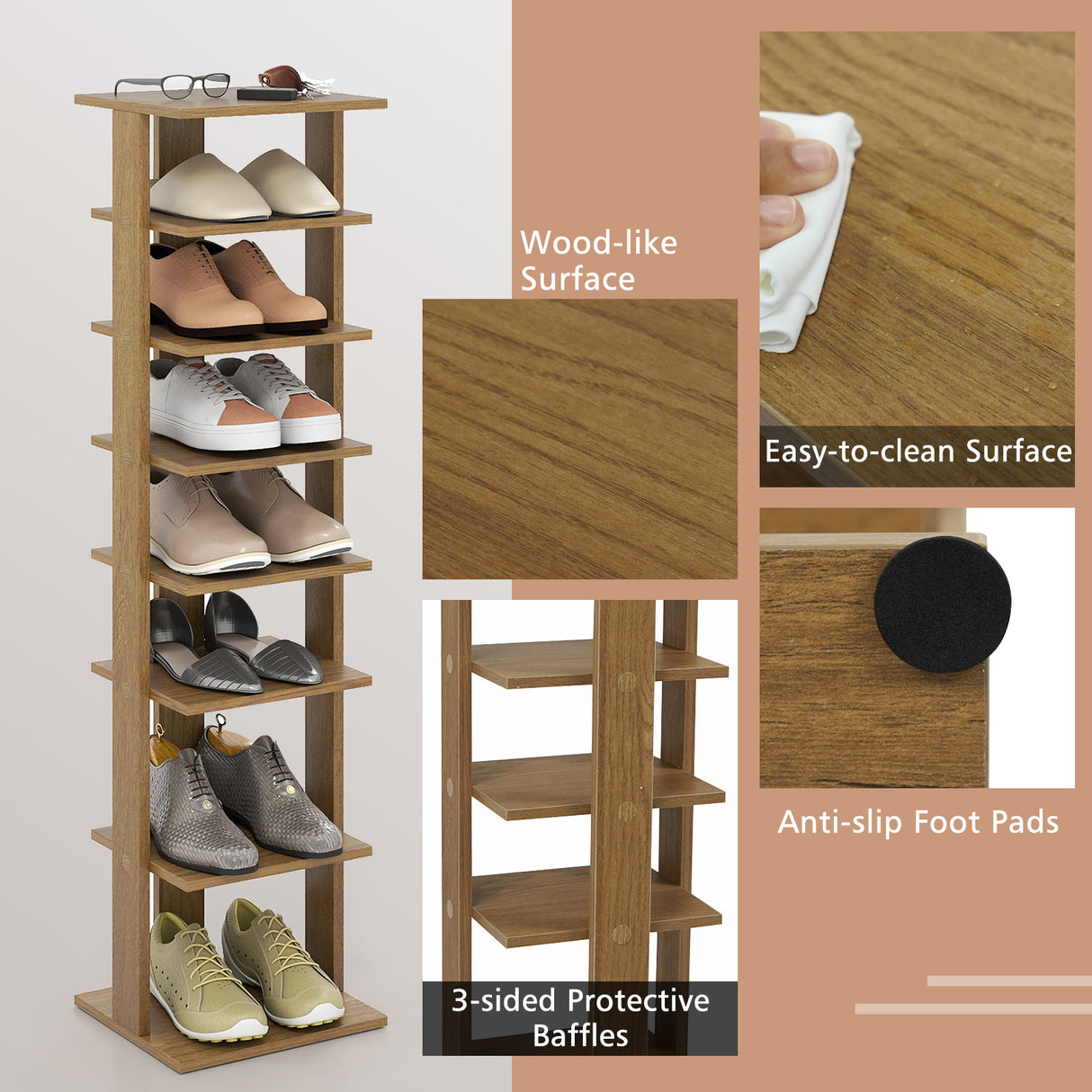 7-Tier Shoe Rack Practical Free Standing Shelves Storage Shelves