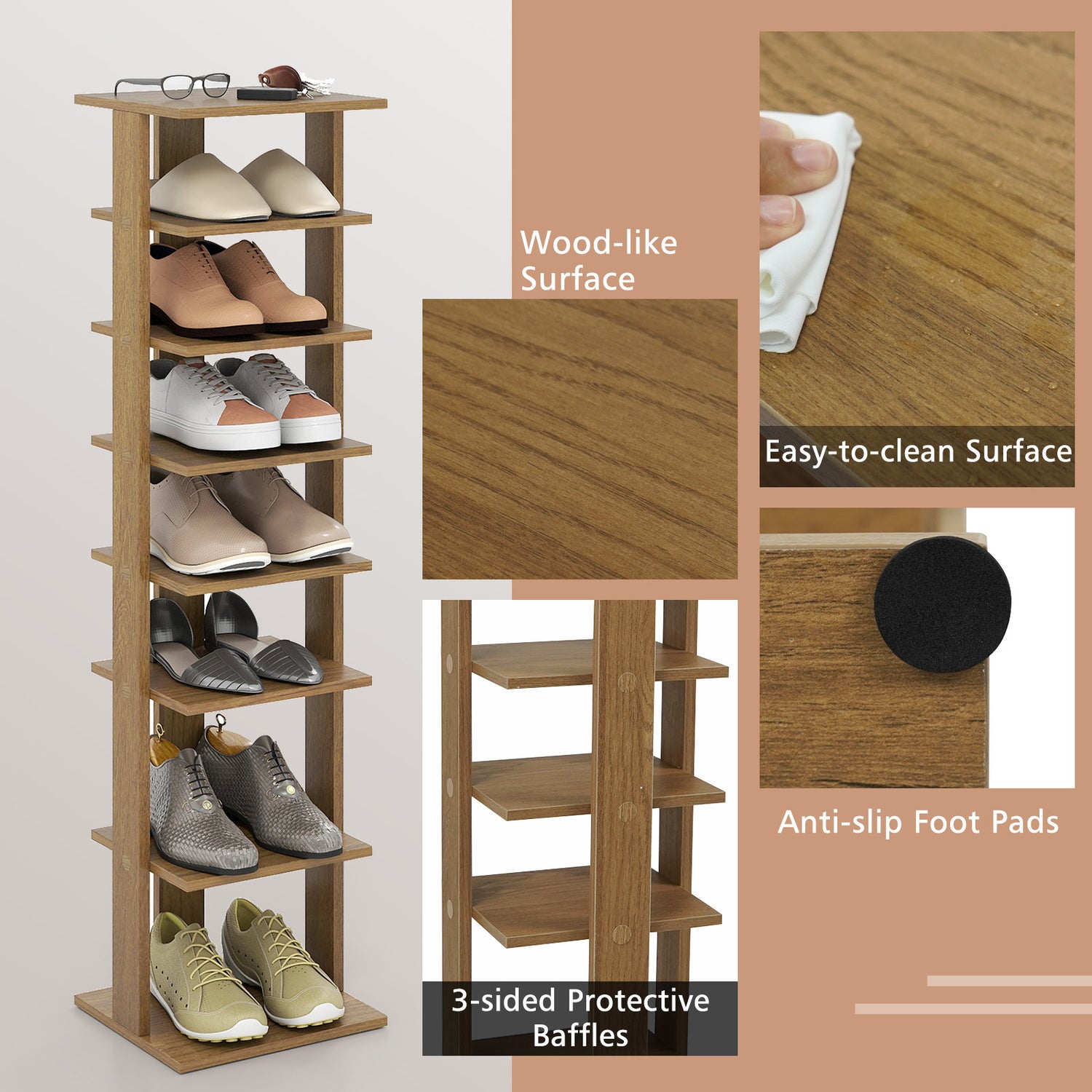 7-Tier Shoe Rack Practical Free Standing Shelves Storage Shelves