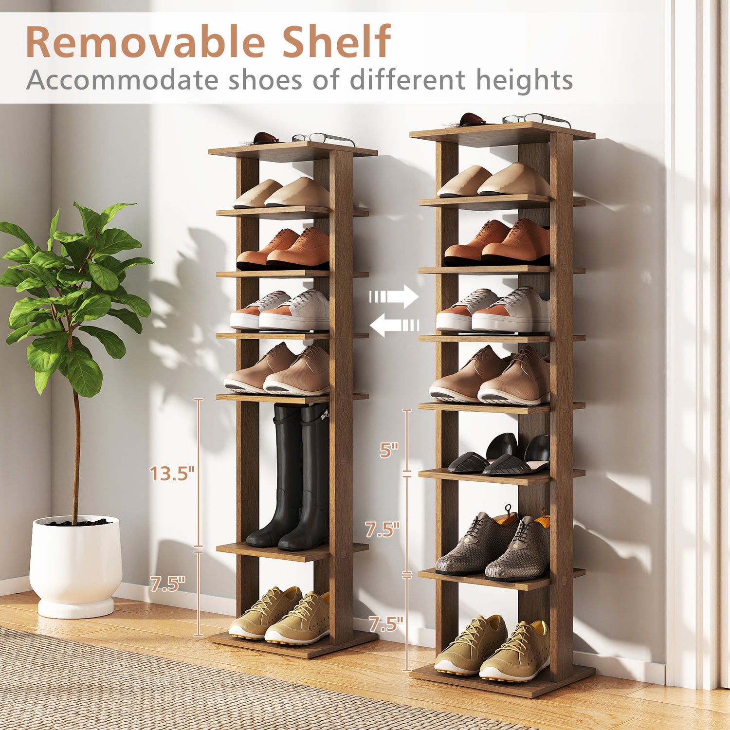 7-Tier Shoe Rack Practical Free Standing Shelves Storage Shelves