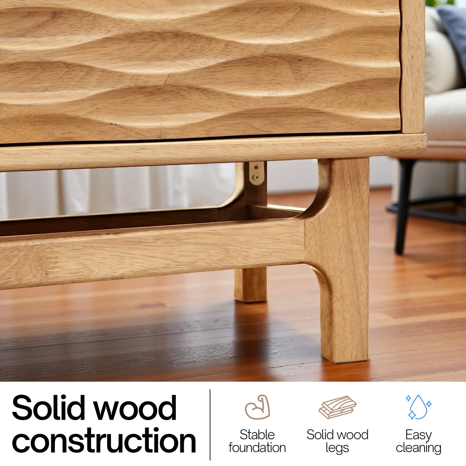 Acacia Elara Solid Wood TV Stand with Storage and Cable Management for TVs up to 80"