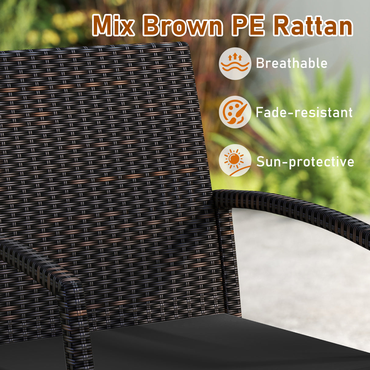7 Pieces Patio Rattan Cushioned Dining Set with Umbrella Hole