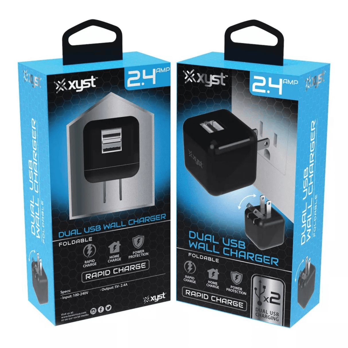 Xyst 2.4-Amp Dual USB Foldable Wall Charger