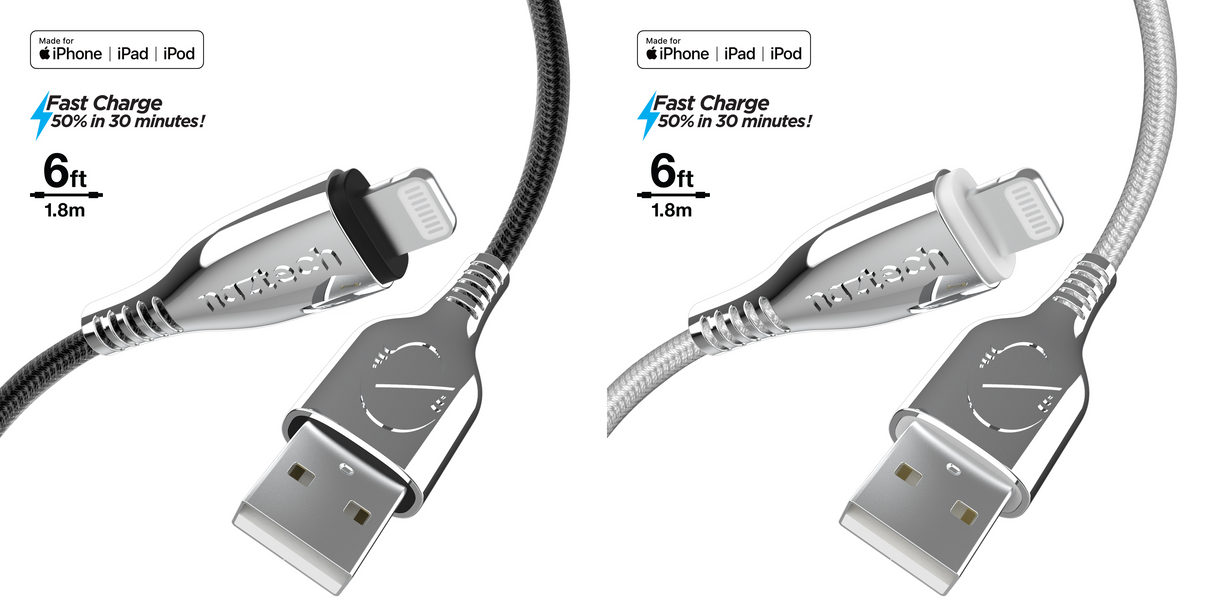 Naztech Titanium USB to MFi Lightning Braided Cable 6ft
