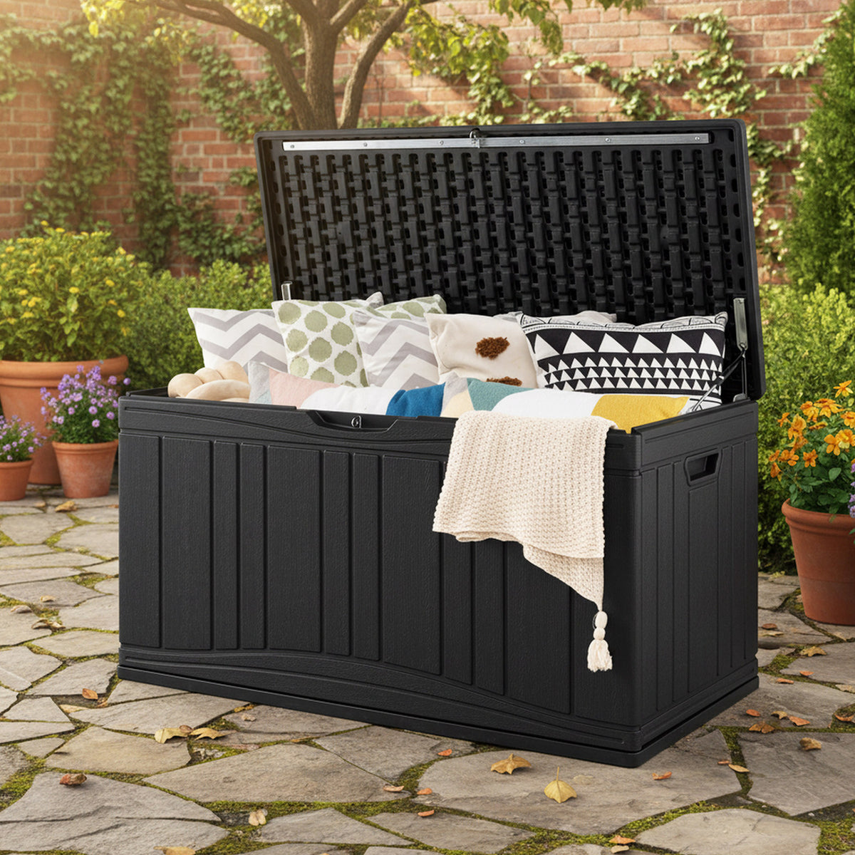 Outdoor Deck Box with Lockable Lid for Garden Tools Cushions