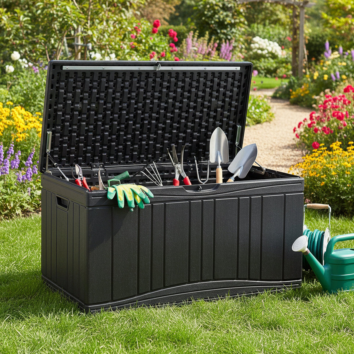 Outdoor Deck Box with Lockable Lid for Garden Tools Cushions