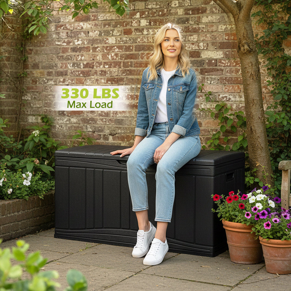 Outdoor Deck Box with Lockable Lid for Garden Tools Cushions