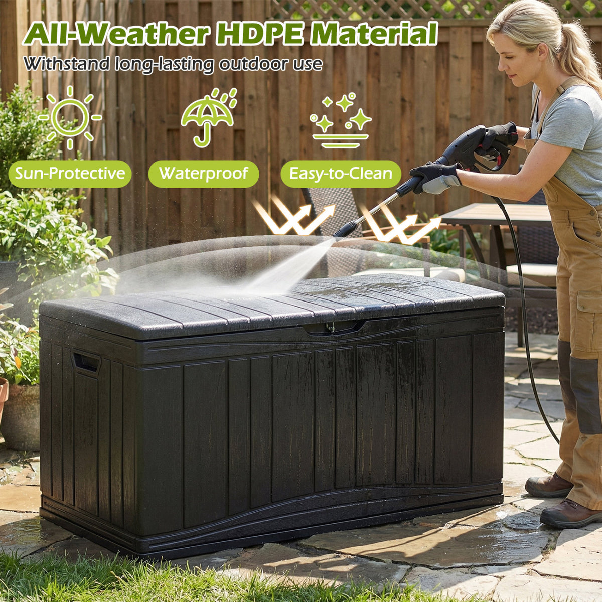 Outdoor Deck Box with Lockable Lid for Garden Tools Cushions