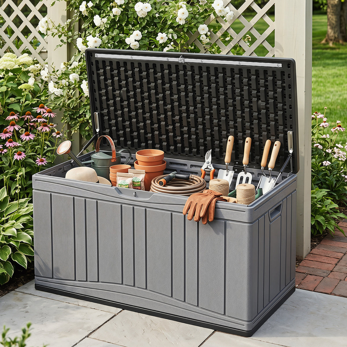 Outdoor Deck Box with Lockable Lid for Garden Tools Cushions