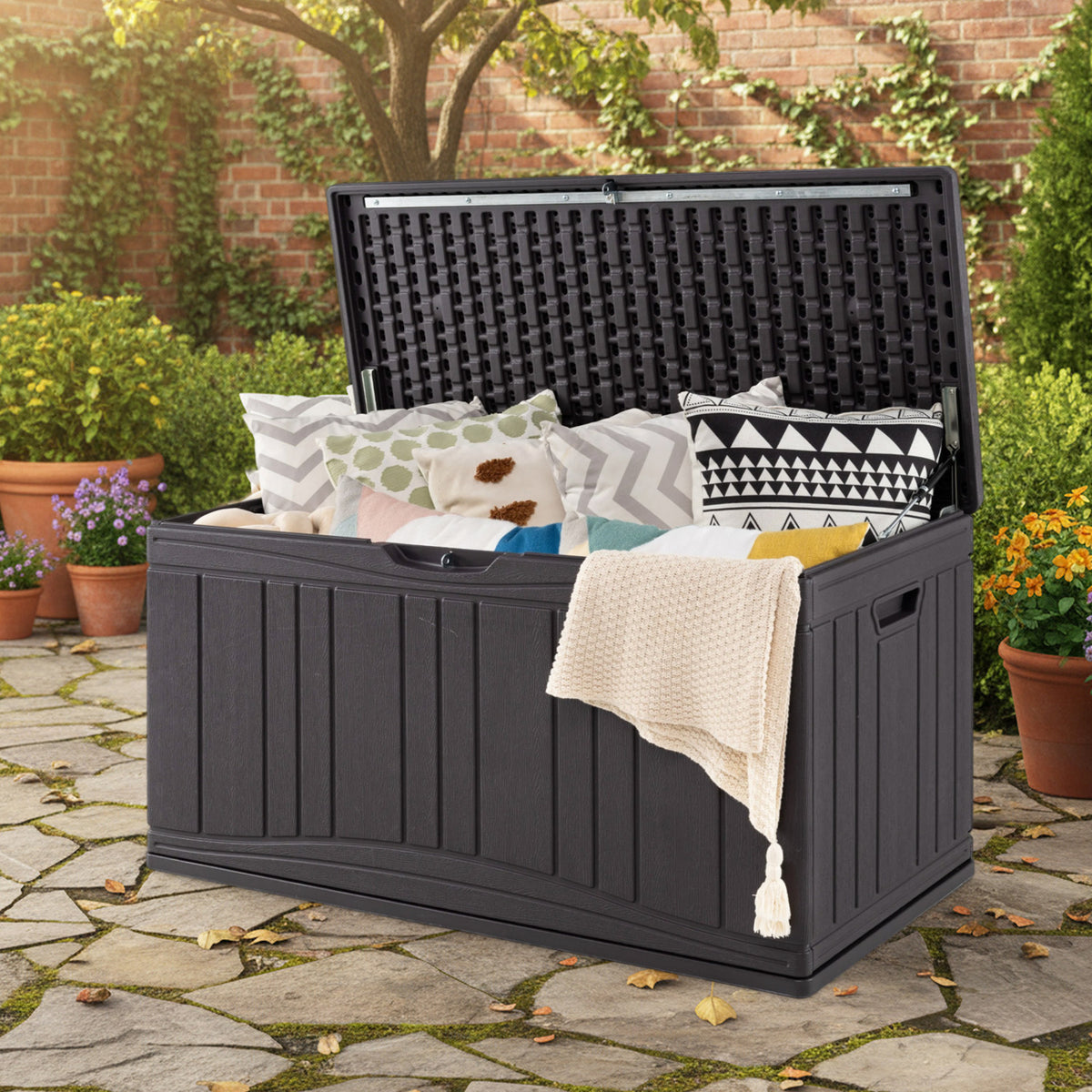 Outdoor Deck Box with Lockable Lid for Garden Tools Cushions