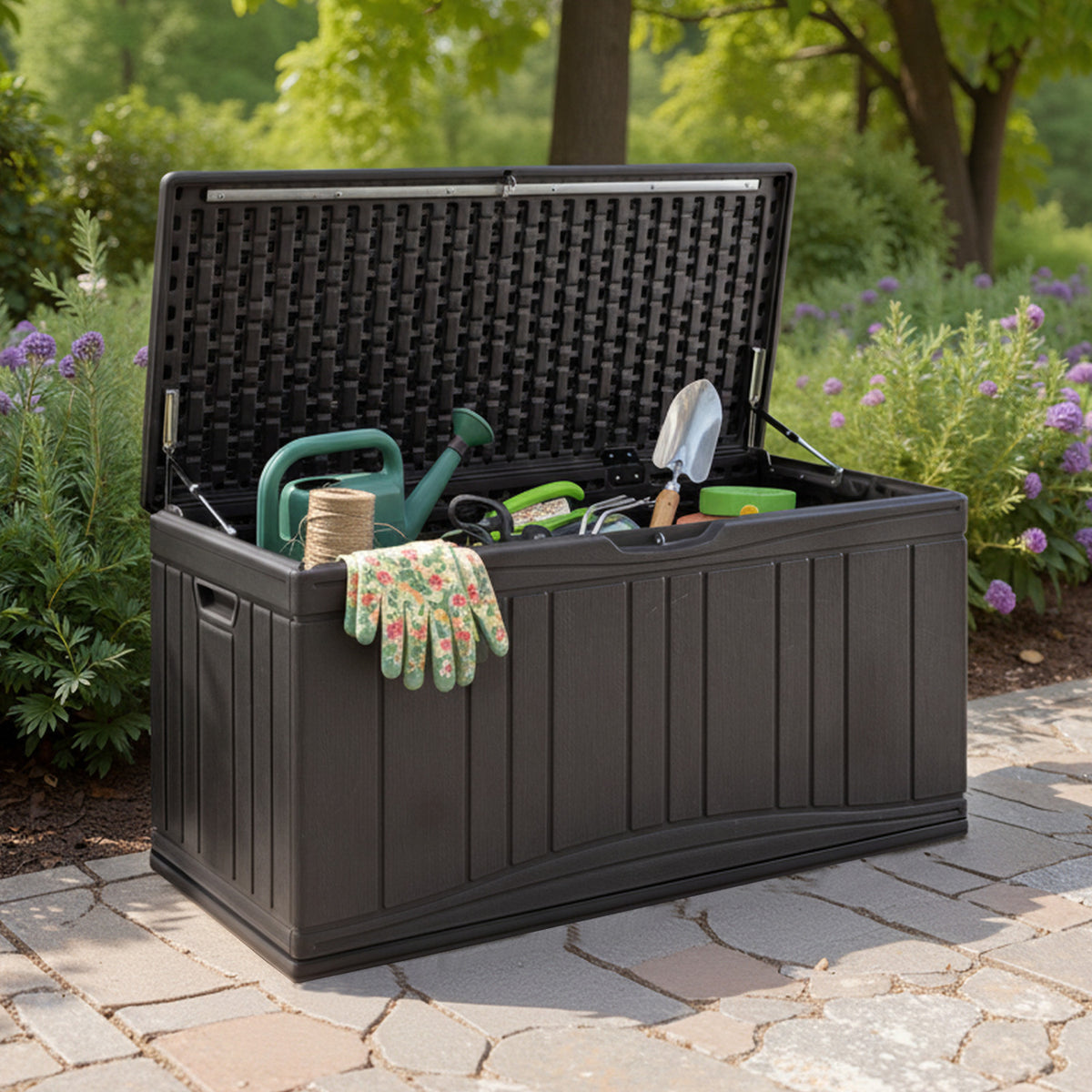 Outdoor Deck Box with Lockable Lid for Garden Tools Cushions