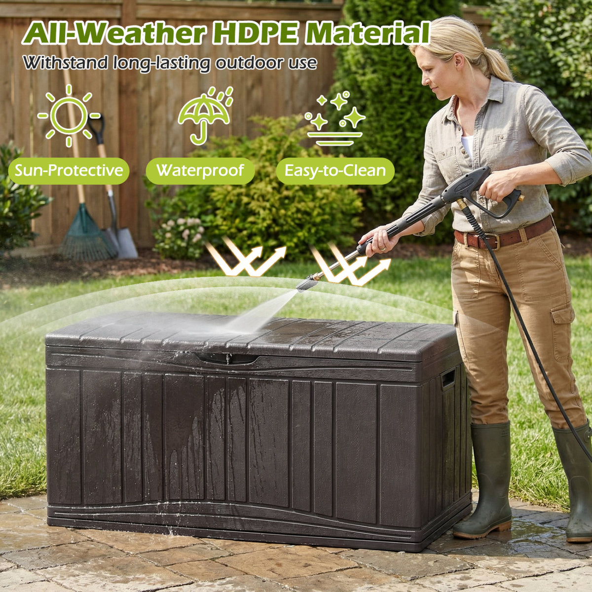 Outdoor Deck Box with Lockable Lid for Garden Tools Cushions