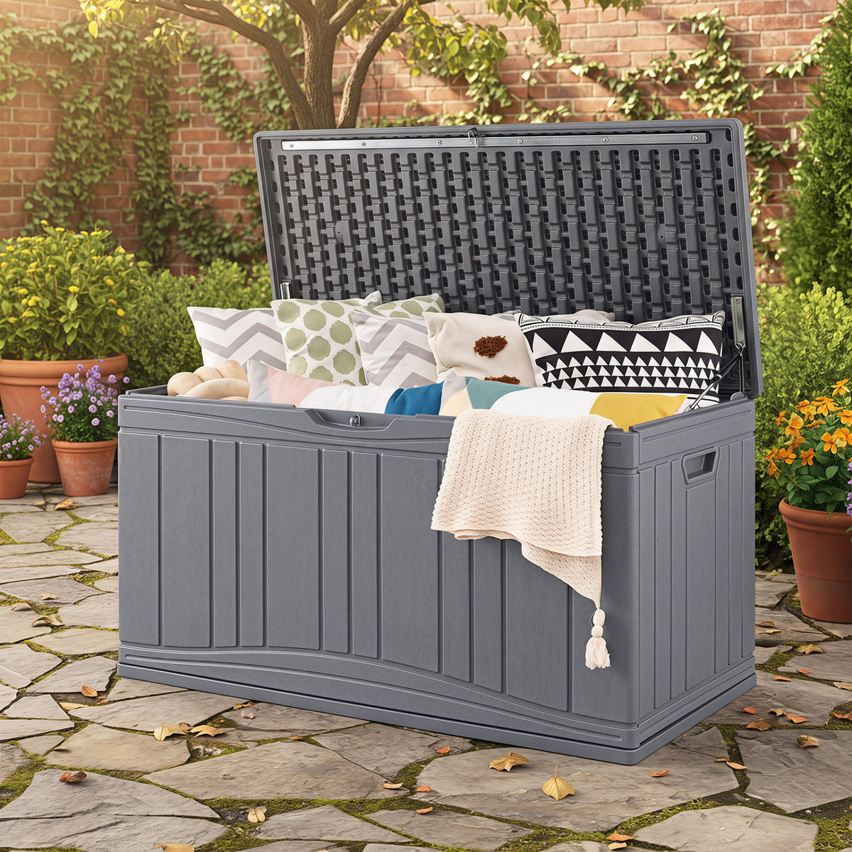 Outdoor Deck Box with Lockable Lid for Garden Tools Cushions
