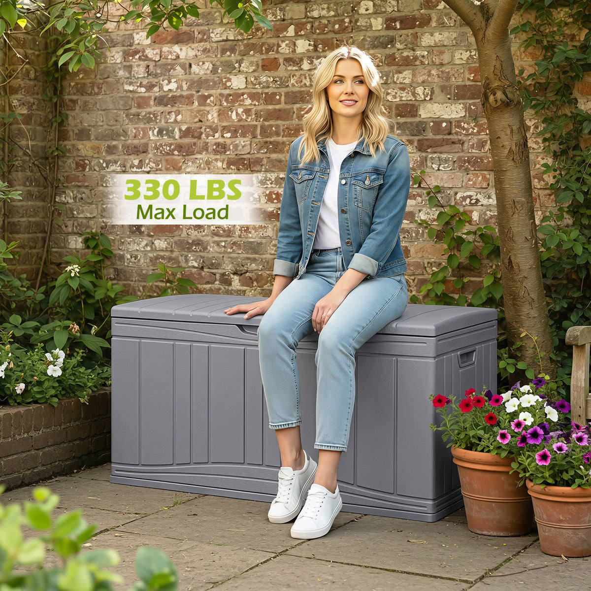 Outdoor Deck Box with Lockable Lid for Garden Tools Cushions