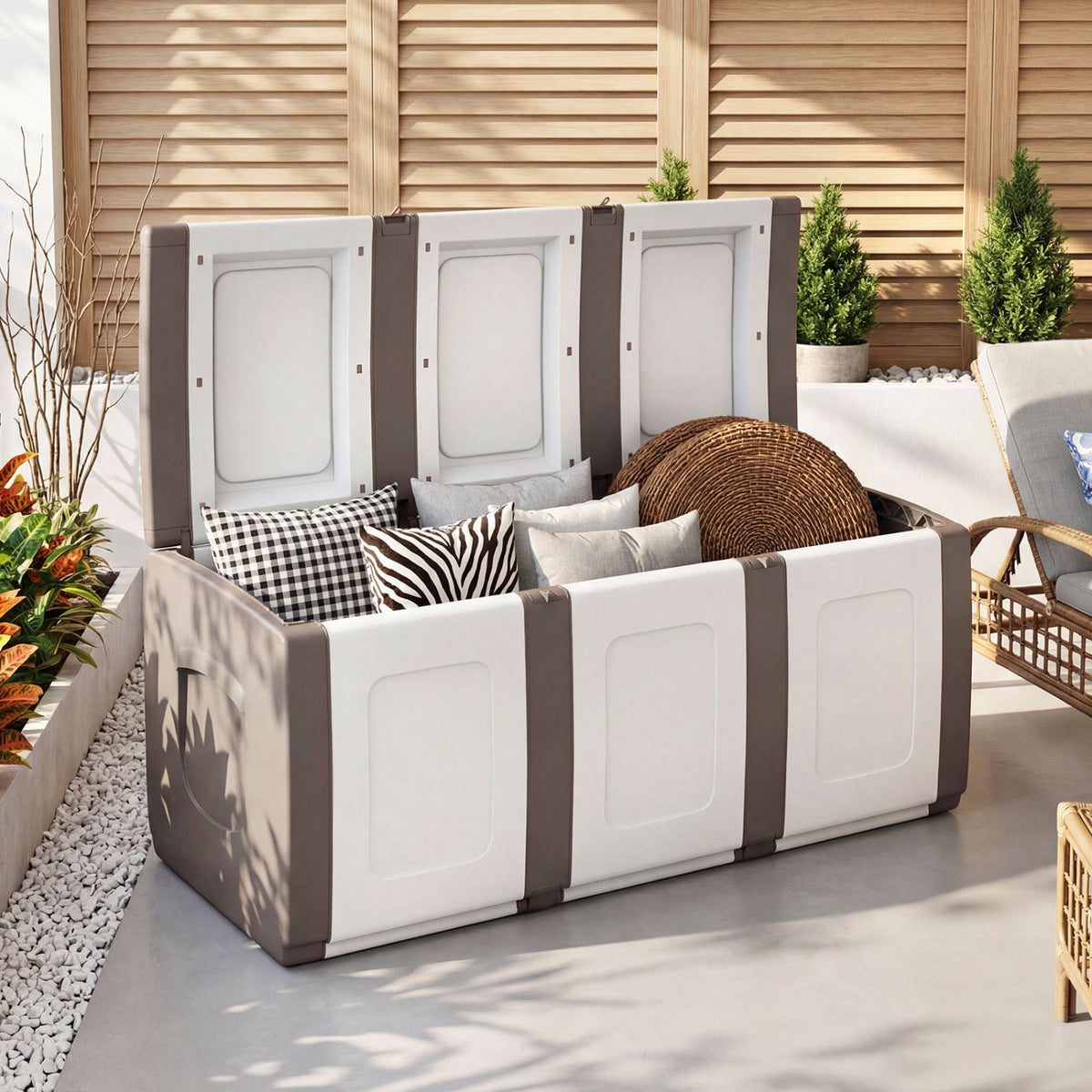 Patio Container with Lockable Lid for Packages and Garden