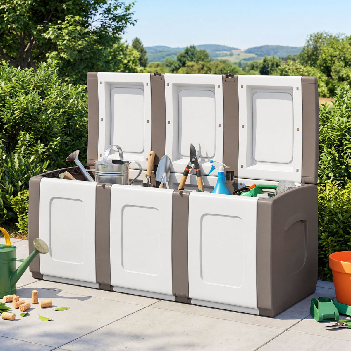 Patio Container with Lockable Lid for Packages and Garden