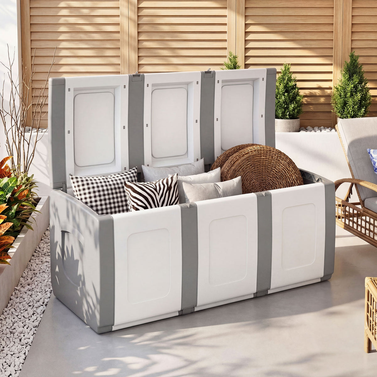 Patio Container with Lockable Lid for Packages and Garden