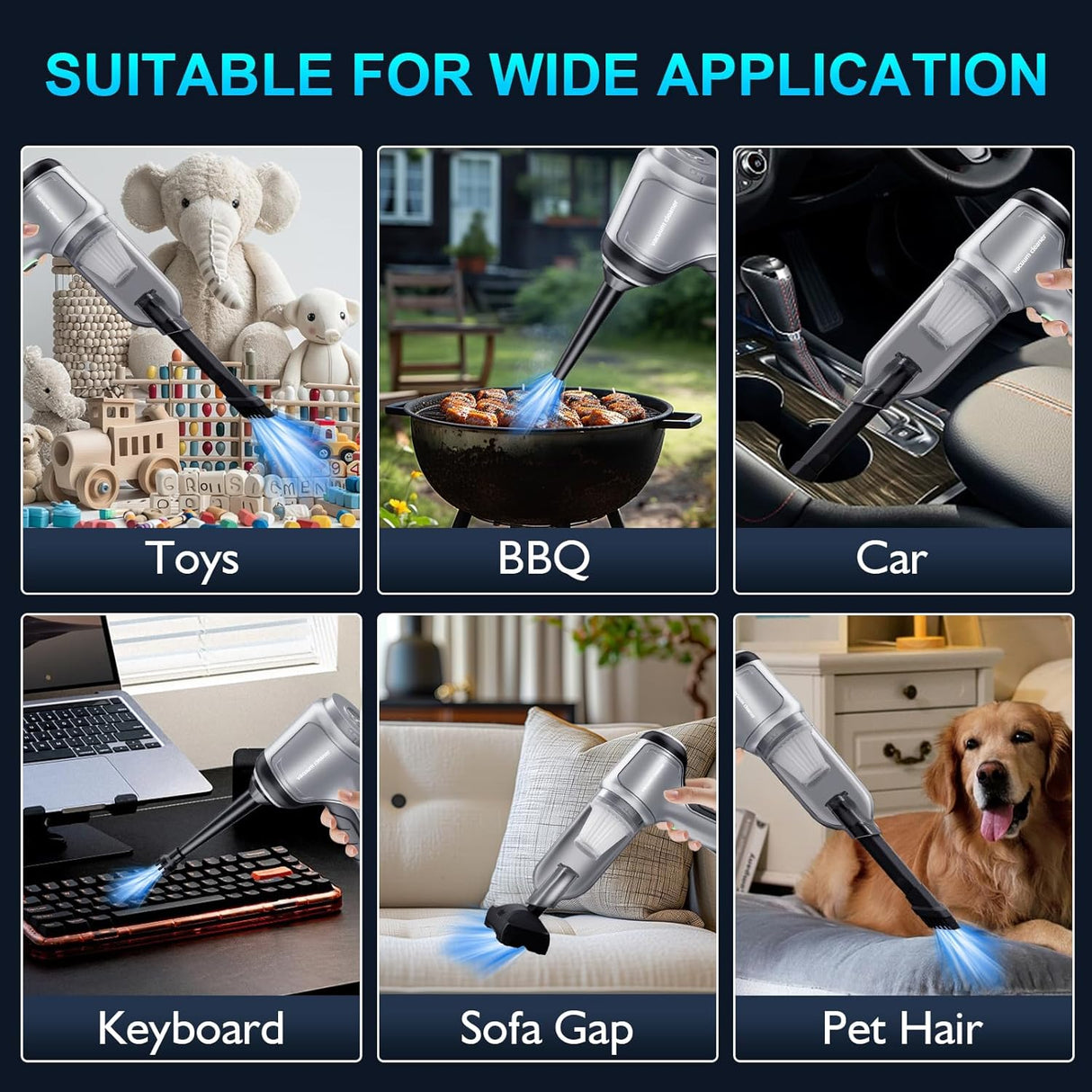 DEIFO 3-in-1 Cordless Car Vacuum: Blow, Suction, Inflate for Home & Car Cleaning