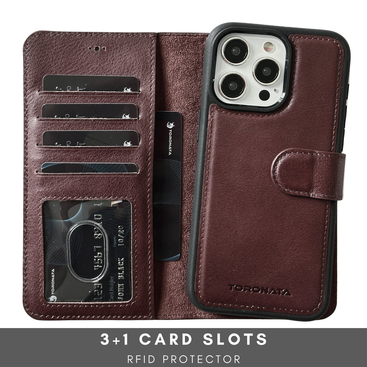 Vegas Premium Leather iPhone 15 Plus Wallet Case with MagSafe | Detachable RFID Blocking Luxury Wallet