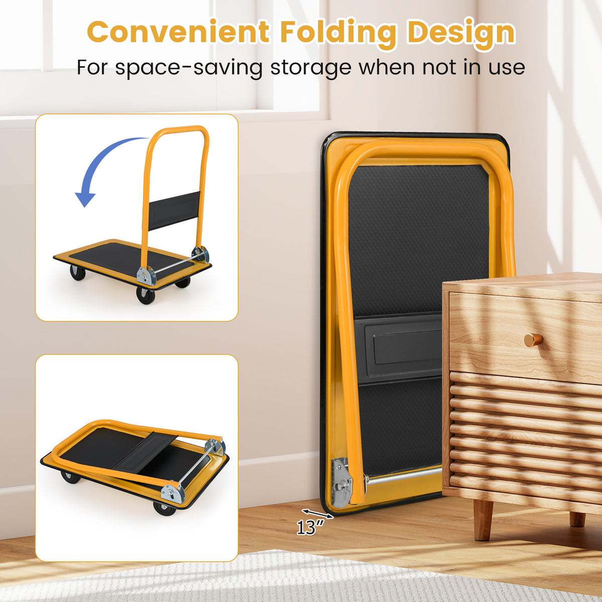 330 lbs Platform Cart Dolly Foldable Warehouse Push Hand Truck