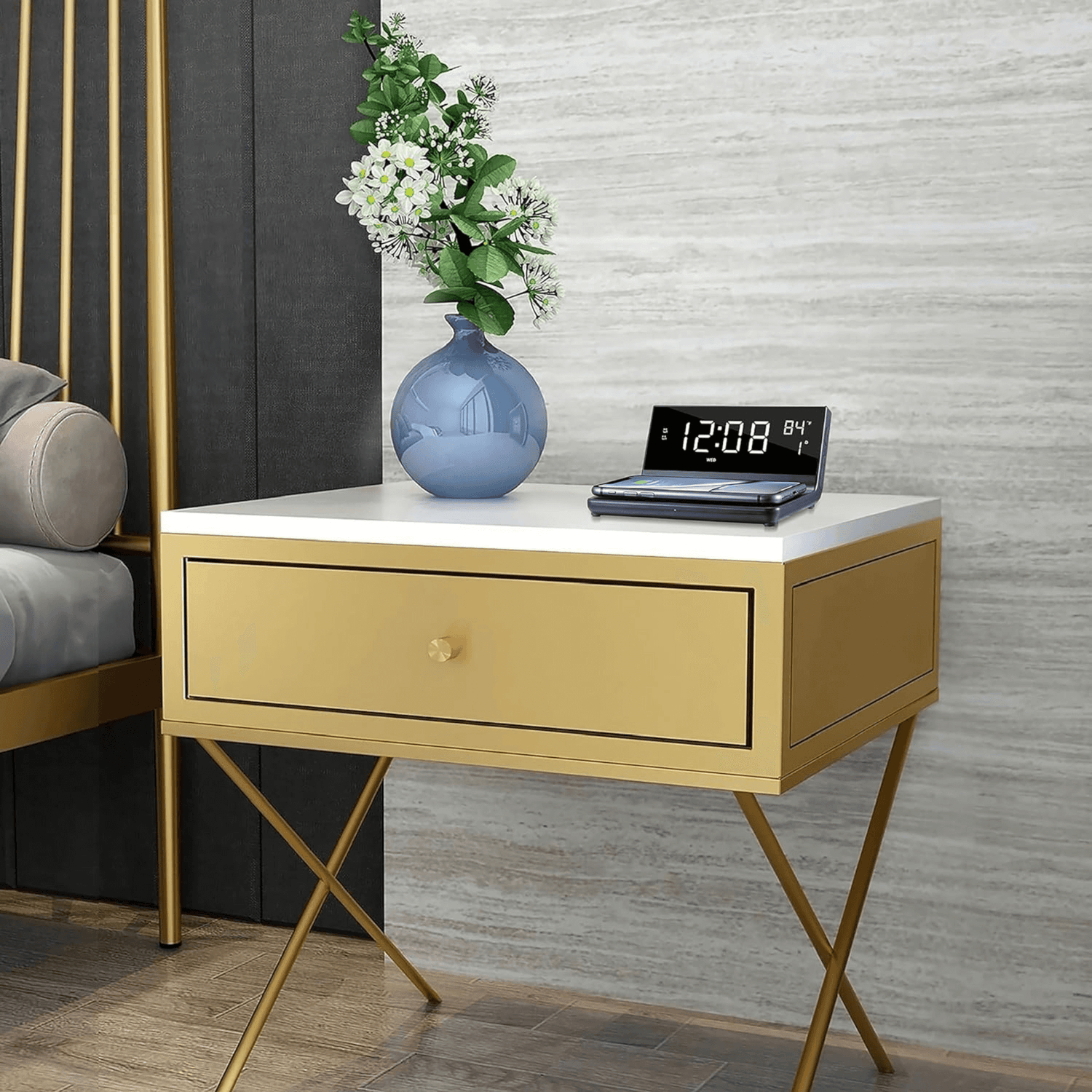 Supersonic Dual Alarm Clock with 2-in-1 Wireless Charger