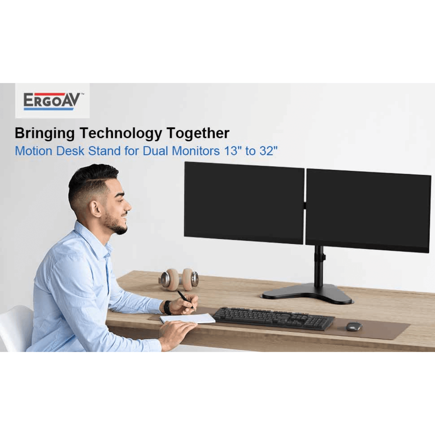 ErgoAV Motion Desk Stand for Dual Monitors 13" to 32"