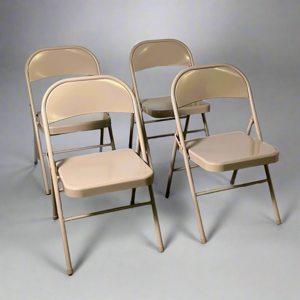 STAPLES (4 Pcs) Metal Office Stacking & Folding Chair, Beige 51503