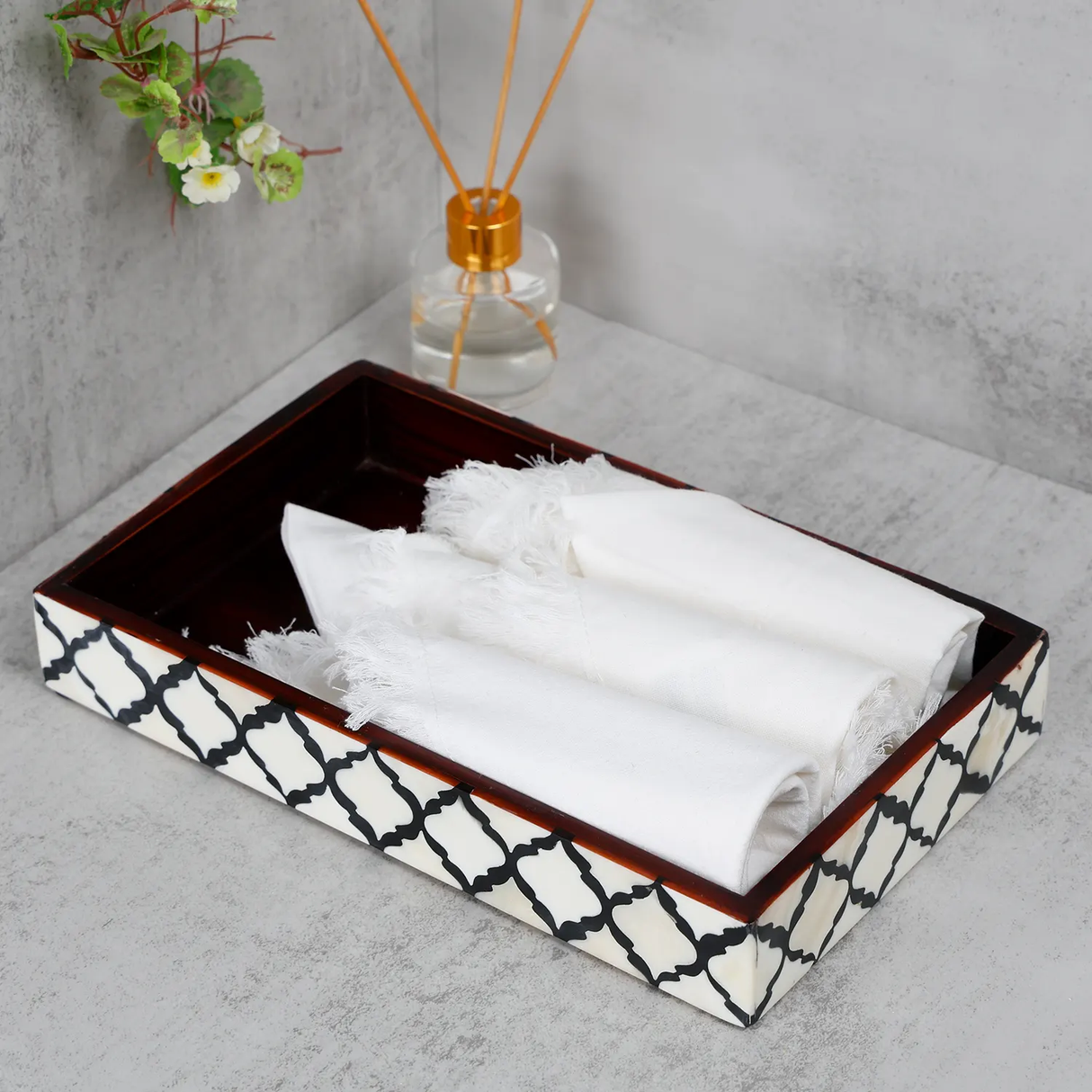 Moroccan Bone Inlay Vanity Decorative Bathroom Tray 10x6