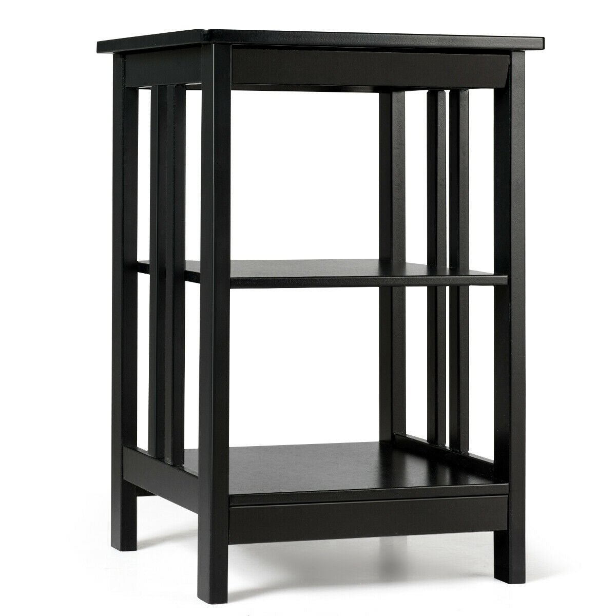 3-Tier Nightstand Side Table with Baffles and Corners