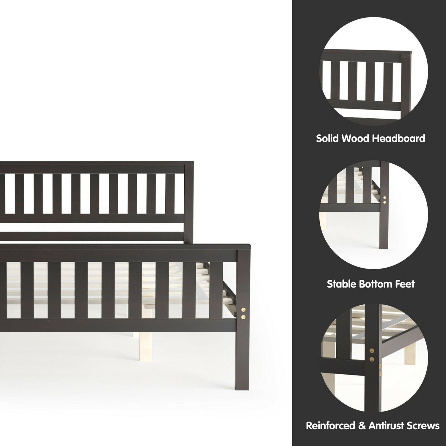 Full Size Wood Platform Bed with Headboard