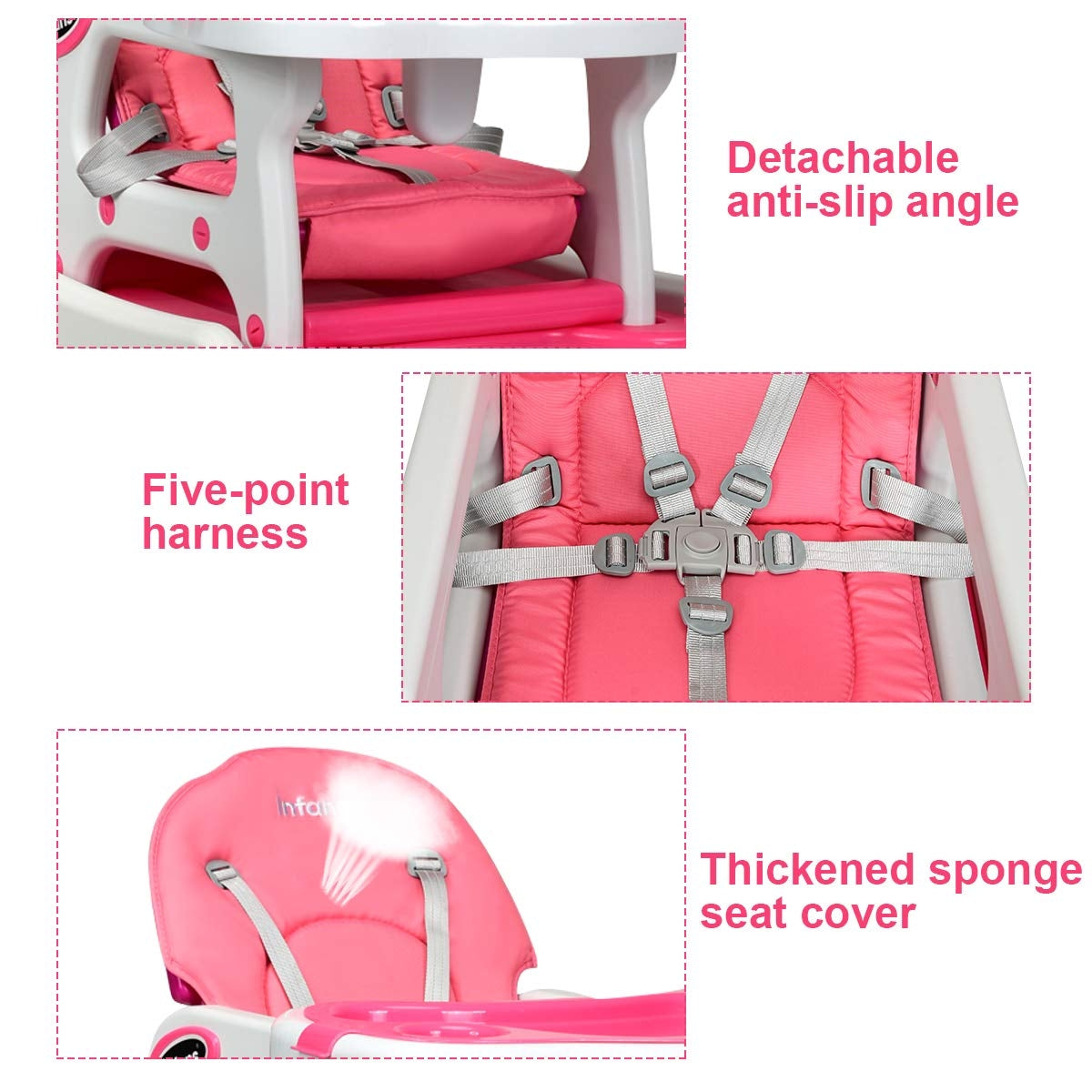3-in-1 Baby High Chair with Lockable Universal Wheels