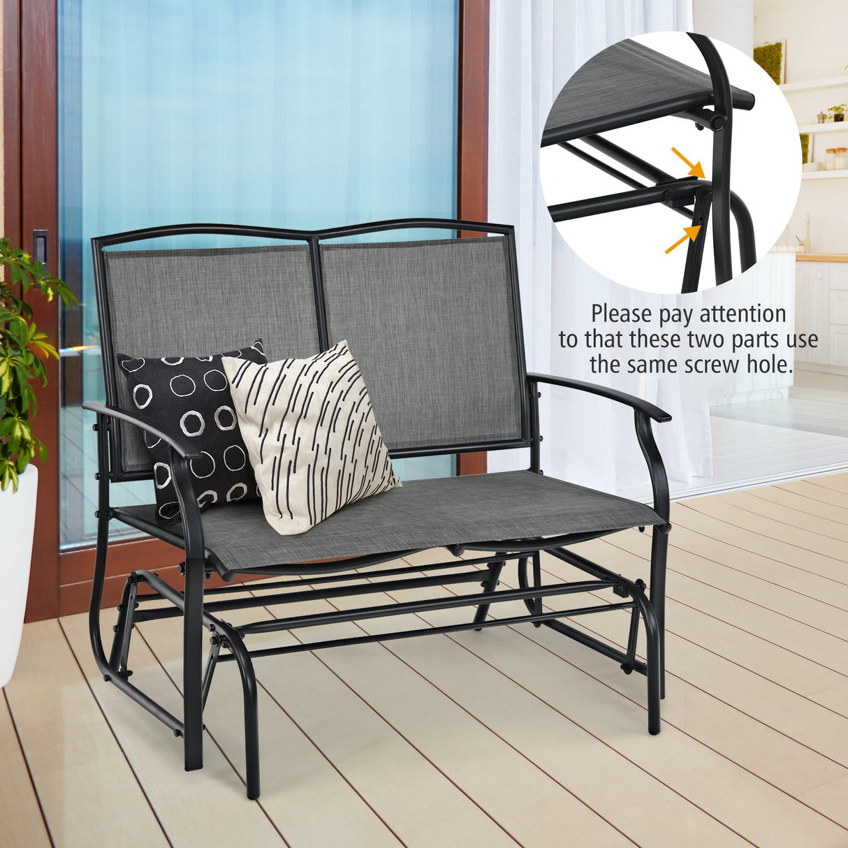 Outdoor Iron Patio Rocking Chair for Backyard and Lawn