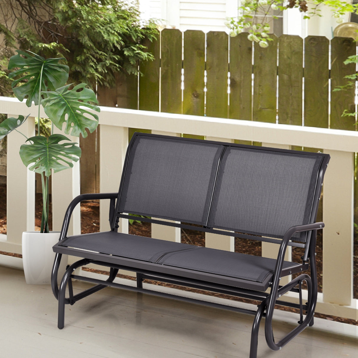 Swing Glider Chair 48 Inch Loveseat Rocker Lounge Backyard