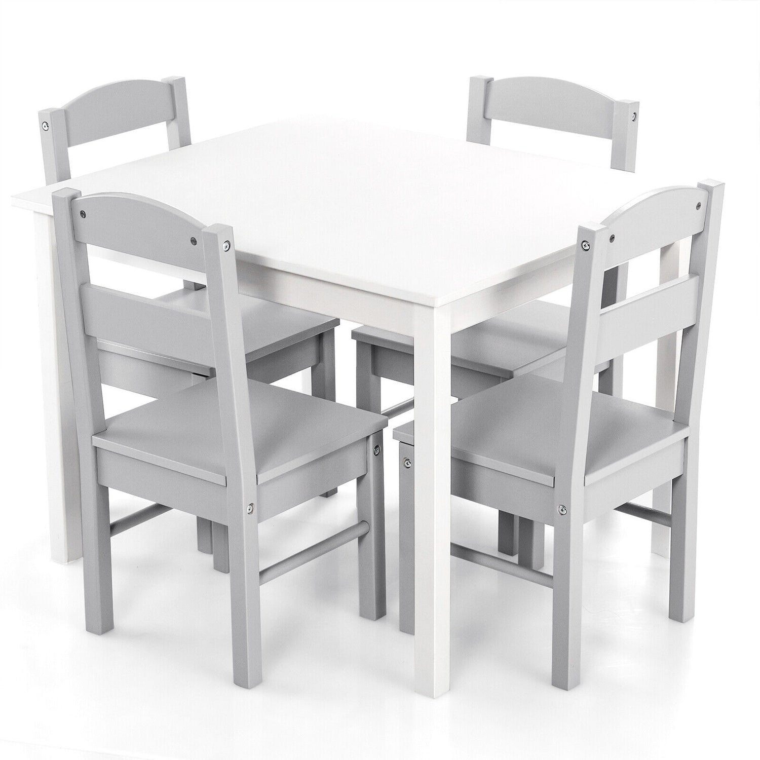 5 pcs Kids Pine Wood Multicolor Table Chair Set