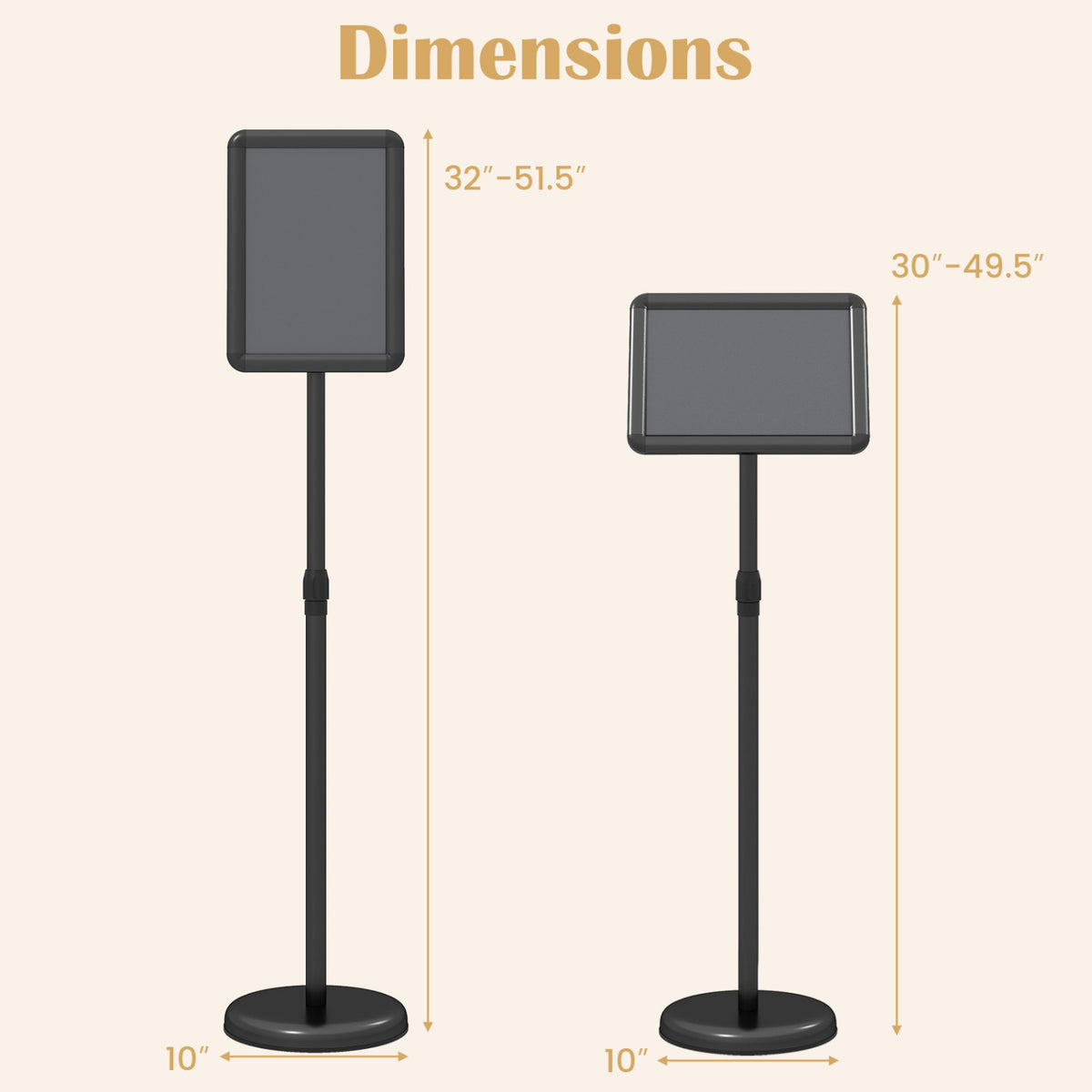 8.5 x 11Inch Sign Holder Stand with Snap-Open Frame and 360° Rotation