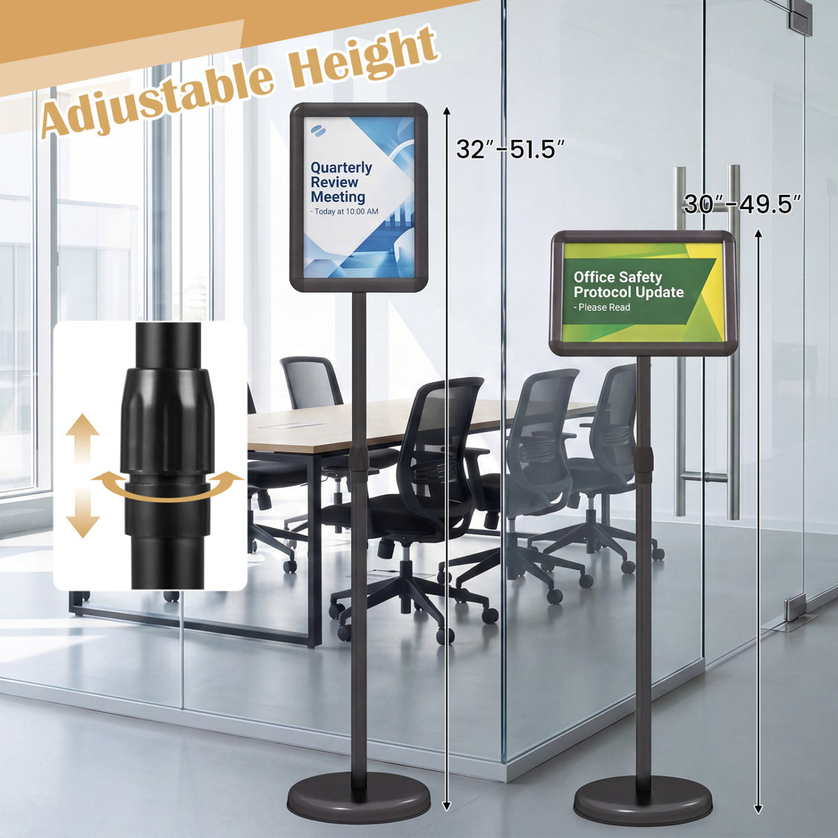 8.5 x 11Inch Sign Holder Stand with Snap-Open Frame and 360° Rotation