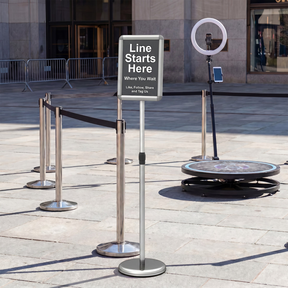 8.5 x 11Inch Sign Holder Stand with Snap-Open Frame and 360° Rotation