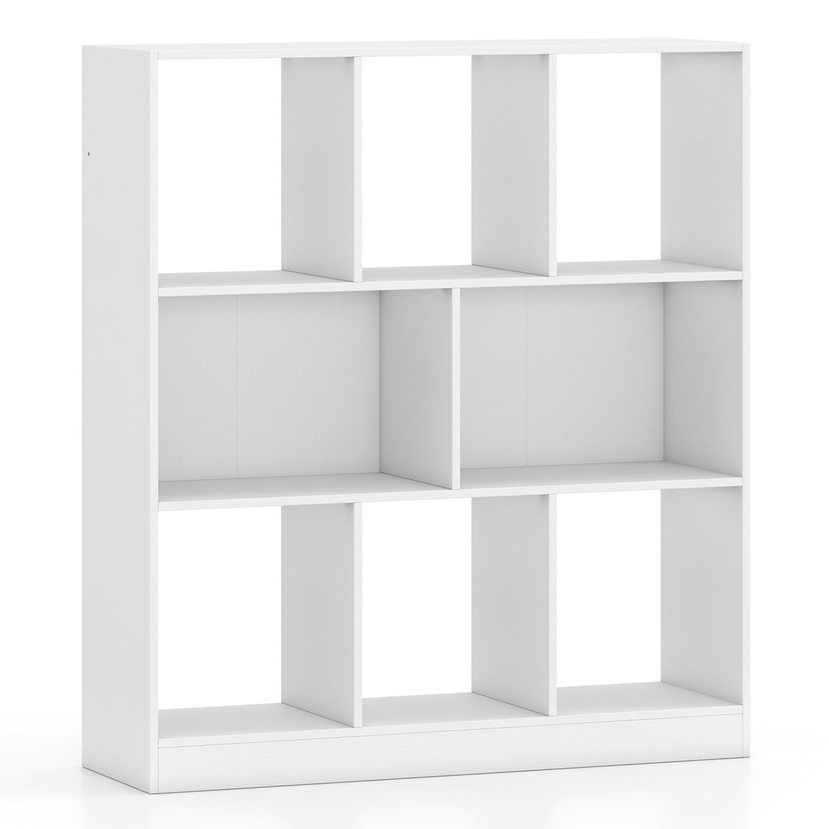 8-Cube Bookcase 3-Tier with 2-Sized Compartments and Anti-Tip Kits for Living Room