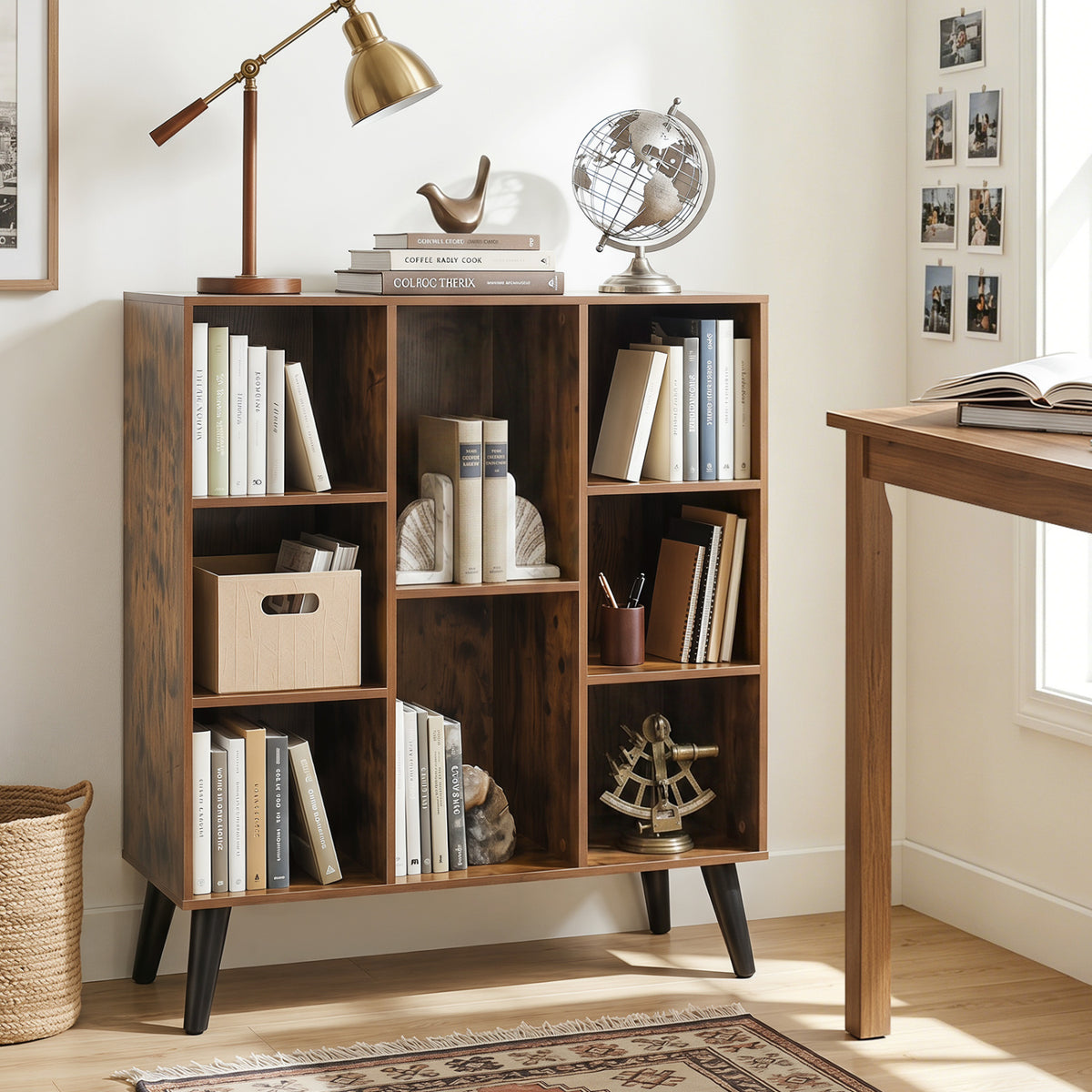8-Cube Bookcase with Raised Support Legs for Living Room