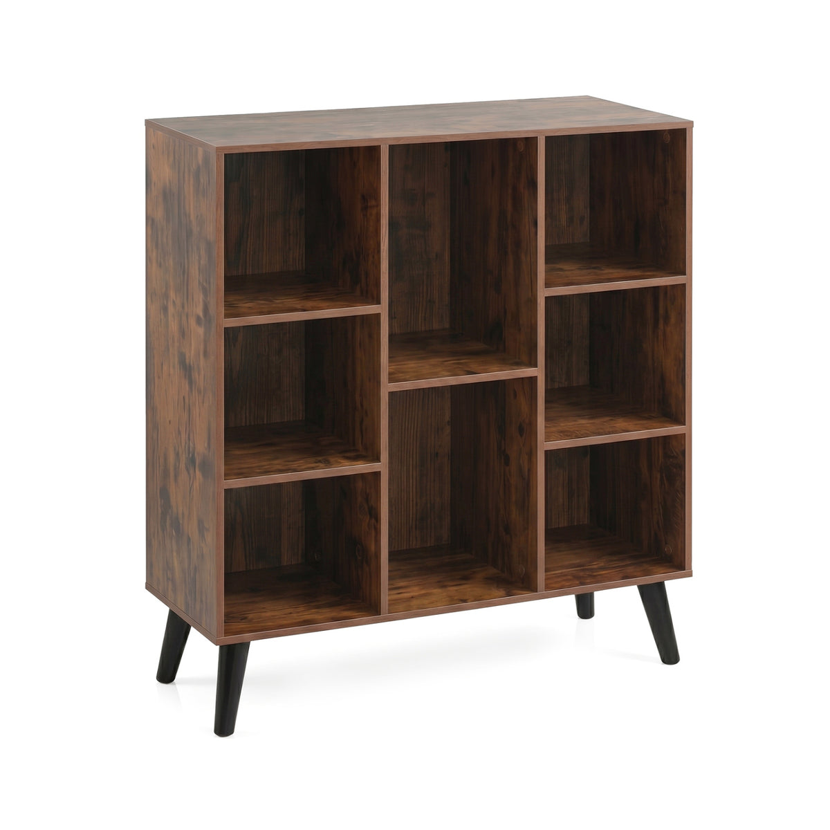 8-Cube Bookcase with Raised Support Legs for Living Room