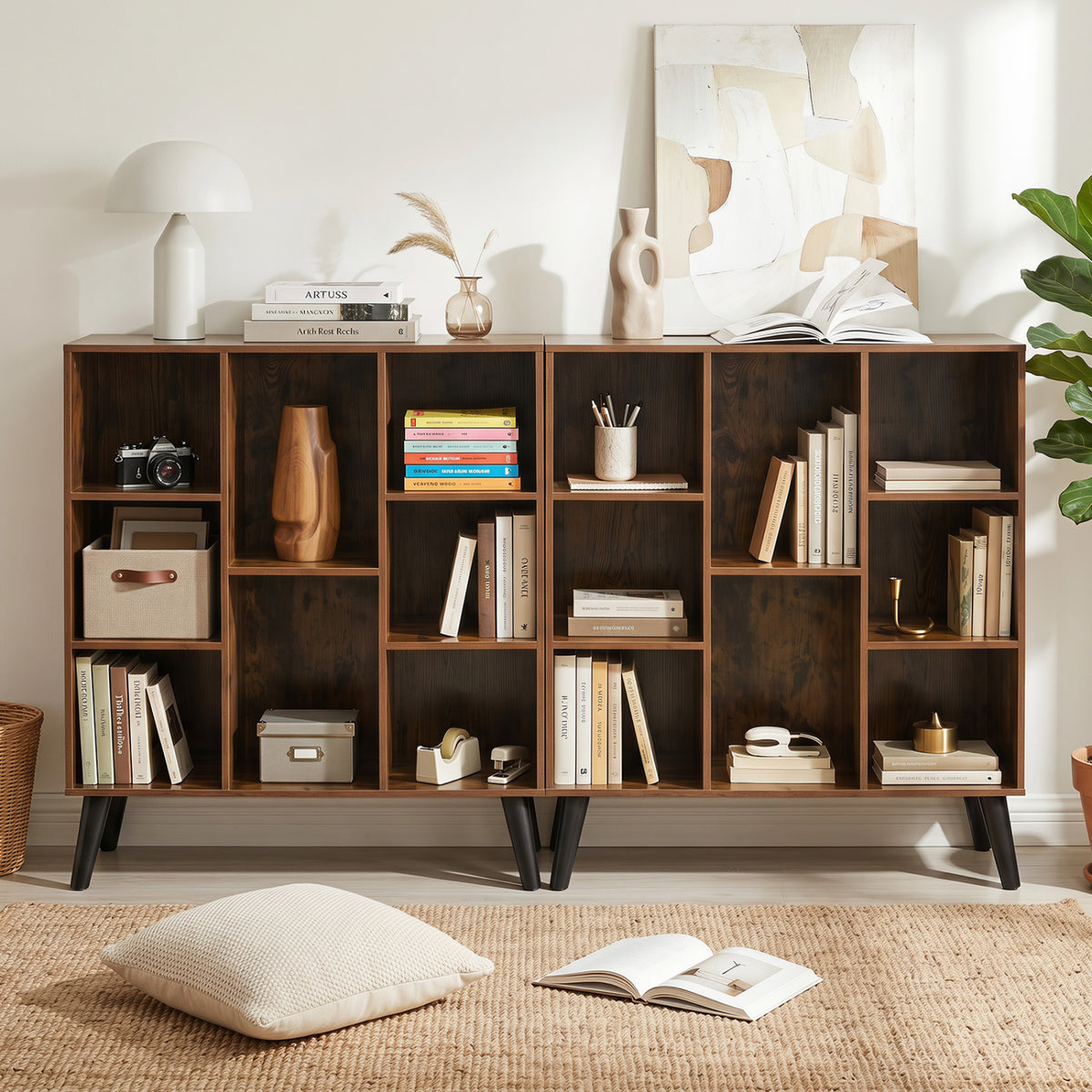 8-Cube Bookcase with Raised Support Legs for Living Room