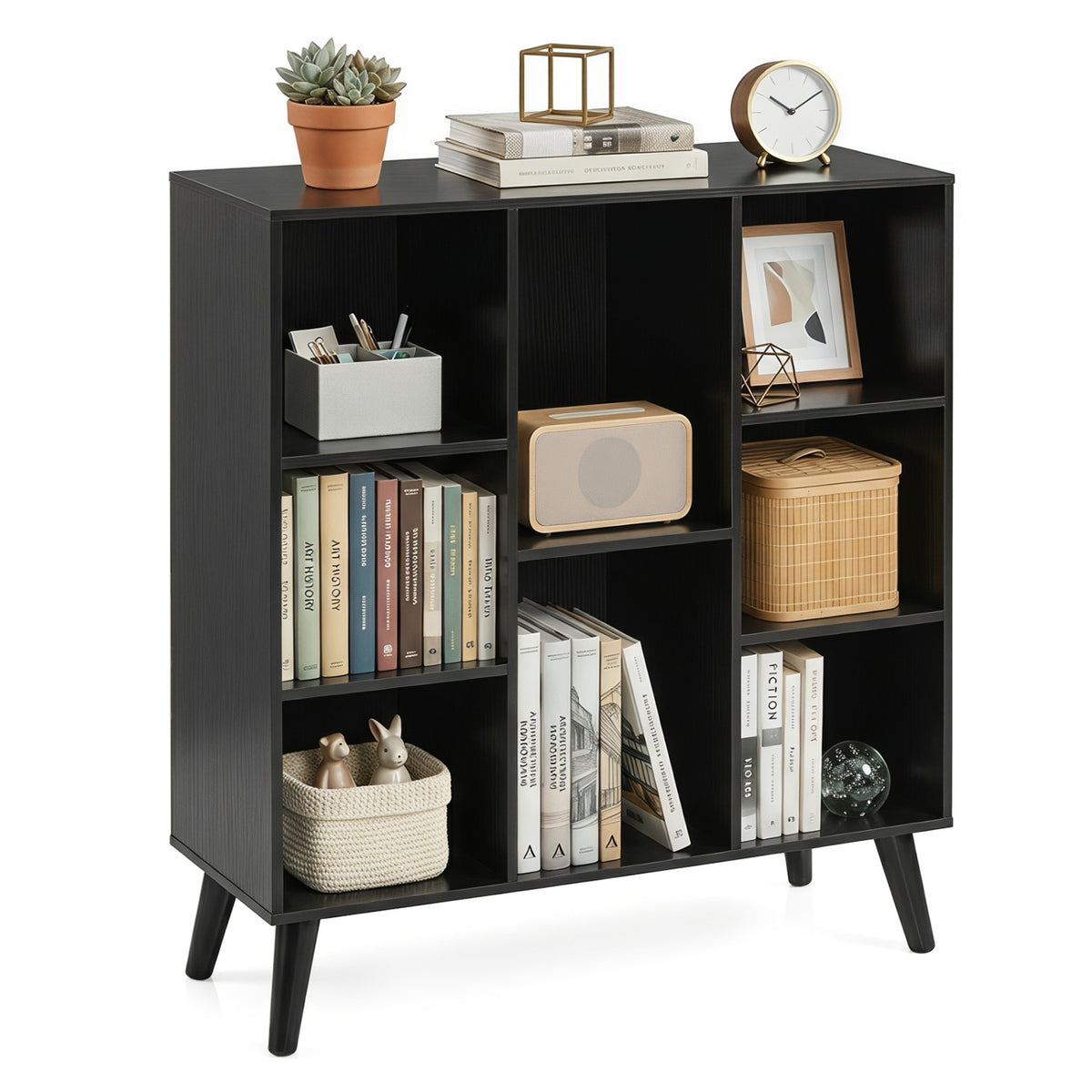 8-Cube Bookcase with Raised Support Legs for Living Room