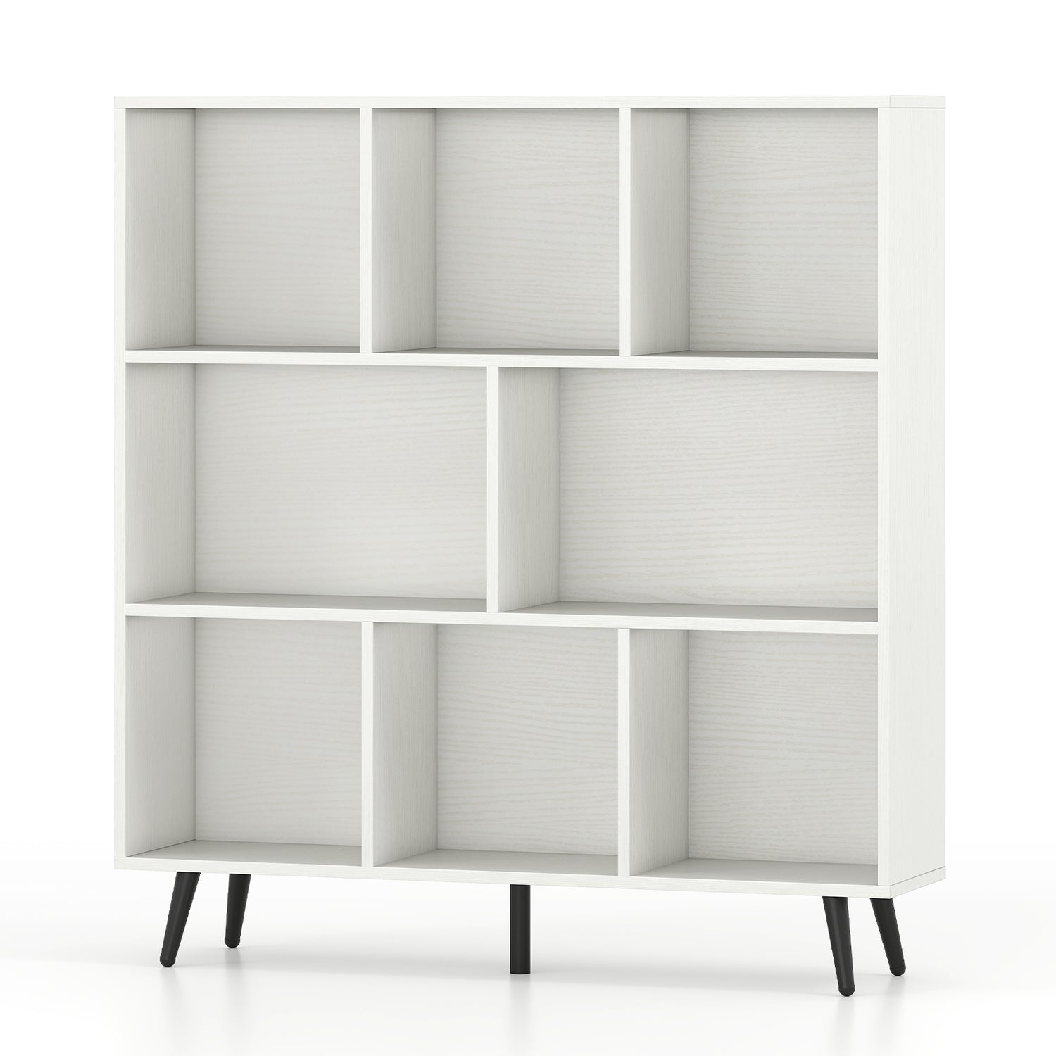 8-Cube Bookcase with 5 Tapered Metal Legs