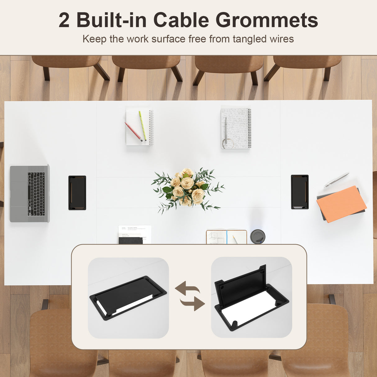 8 FT Conference Room Table Large Meeting Table Seats up to 10 People