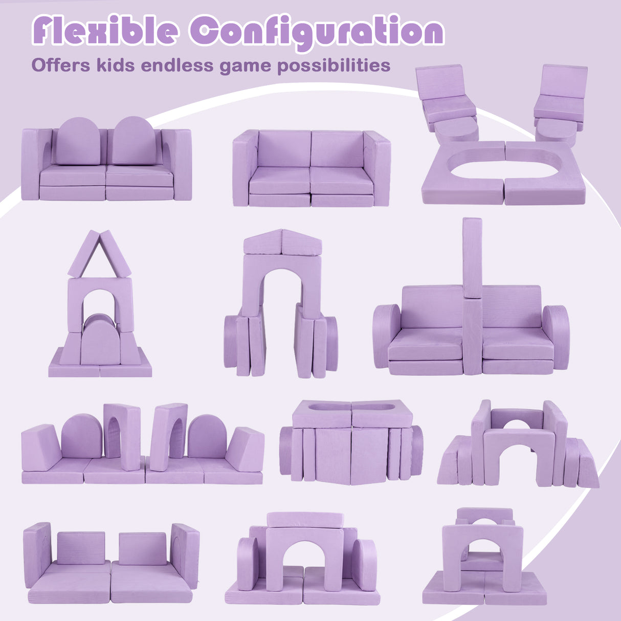 8-Piece Modular Kids Play Couch with Comfy Suede Fabric