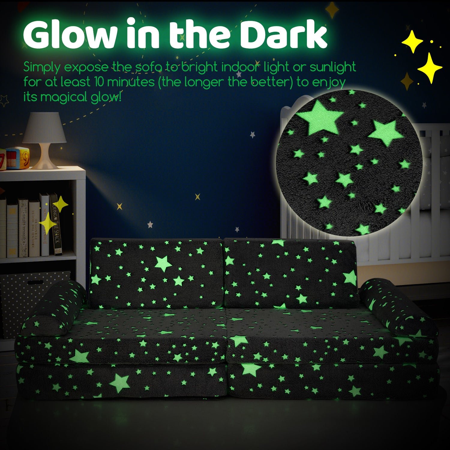 8 Pieces Modular Kids Play Couch Glow in the Dark Toddler Sectional Sofa