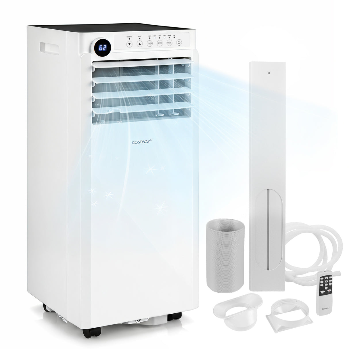 9000 BTU Portable Air Conditioner with Dehumidifier and 24H Timer-White